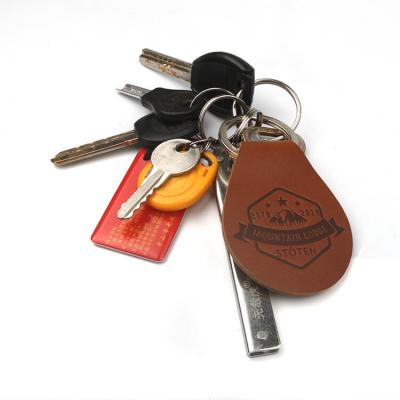 Custom Embossed Logo PU Real Leather Keychains