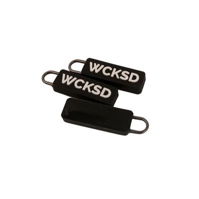 High Quality Fashion Pullers Customized Embossed Brand Logo PVC Rubber Zipper Sliders for Luggage