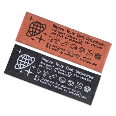 Customize Name Logo High Density Damask Woven Neck Clothing Hem Tags Custom Manhattan End or Center Fold Labels for Clothes