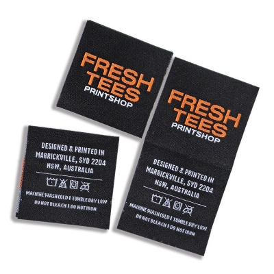 Custom Clothing Silk Screen Printing Raised Logo Black Card Hang Tags Luxury Garment Woven Labels for Clothes Free Samples