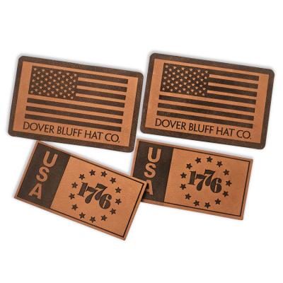 Embossing Logo Genuine Brown Leather Patches Labels