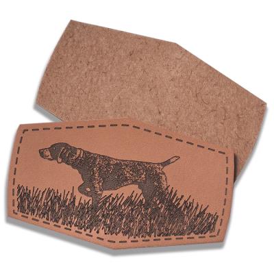 Embossing Logo Abnormal Shapes Genuine Brown Leather Patches Labels